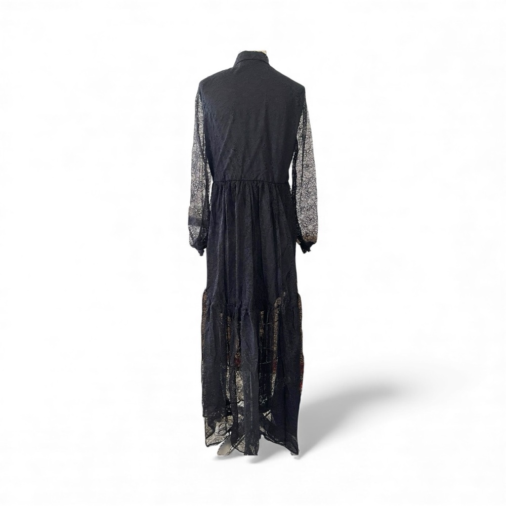 ❤️ Dark Victorian x Gothic Black Long Sleeved Maxi Dress - Picture 6 of 11